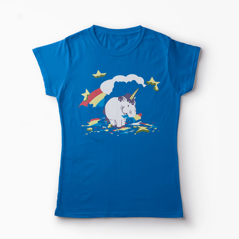 Tricou Unicorn Flămând - Femei-Albastru Regal